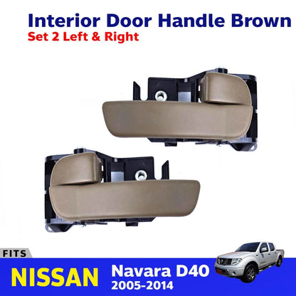 Interior Door Handle Brown Pair Fits Nissan Navara D40 2D 4D Pickup 2005-14 D06