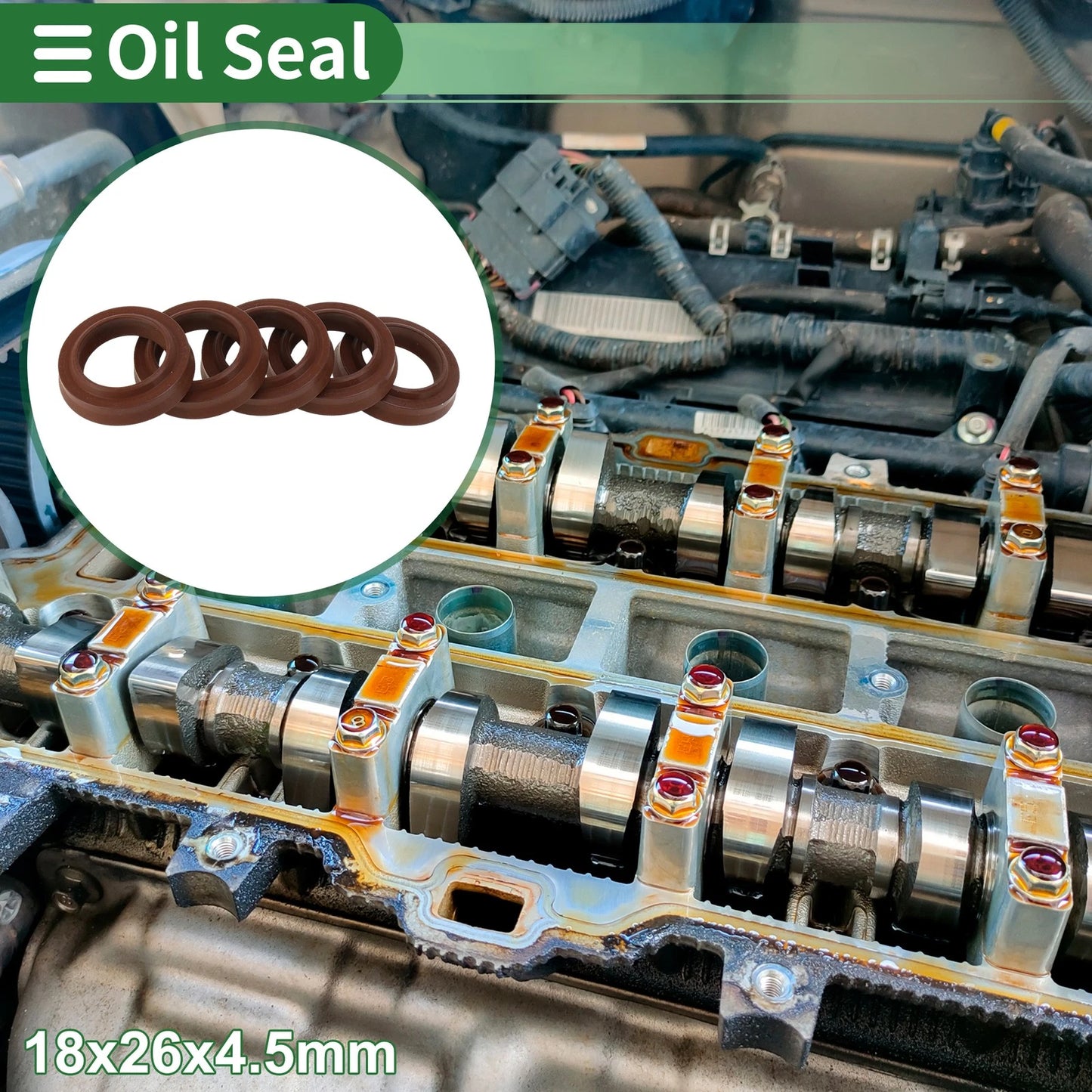 Oil Seal 18x26x4.5mm Seal Ring Rotary Shaft Seal FKM Rubber 5 Pcs