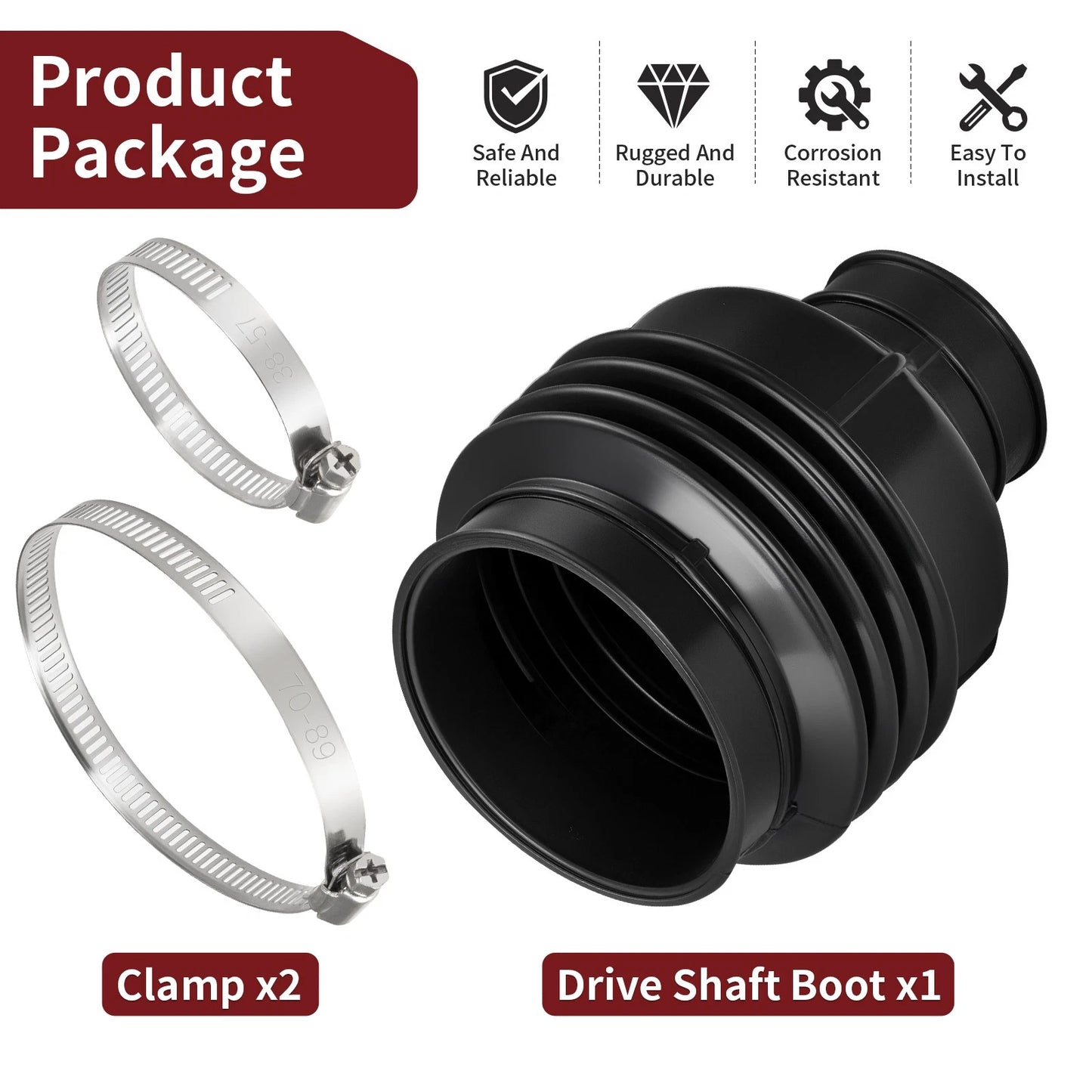 Drive Shaft Boot w/Clamp for Kawasaki Bayou 300 KLF300/KLF400 (1989–2002)