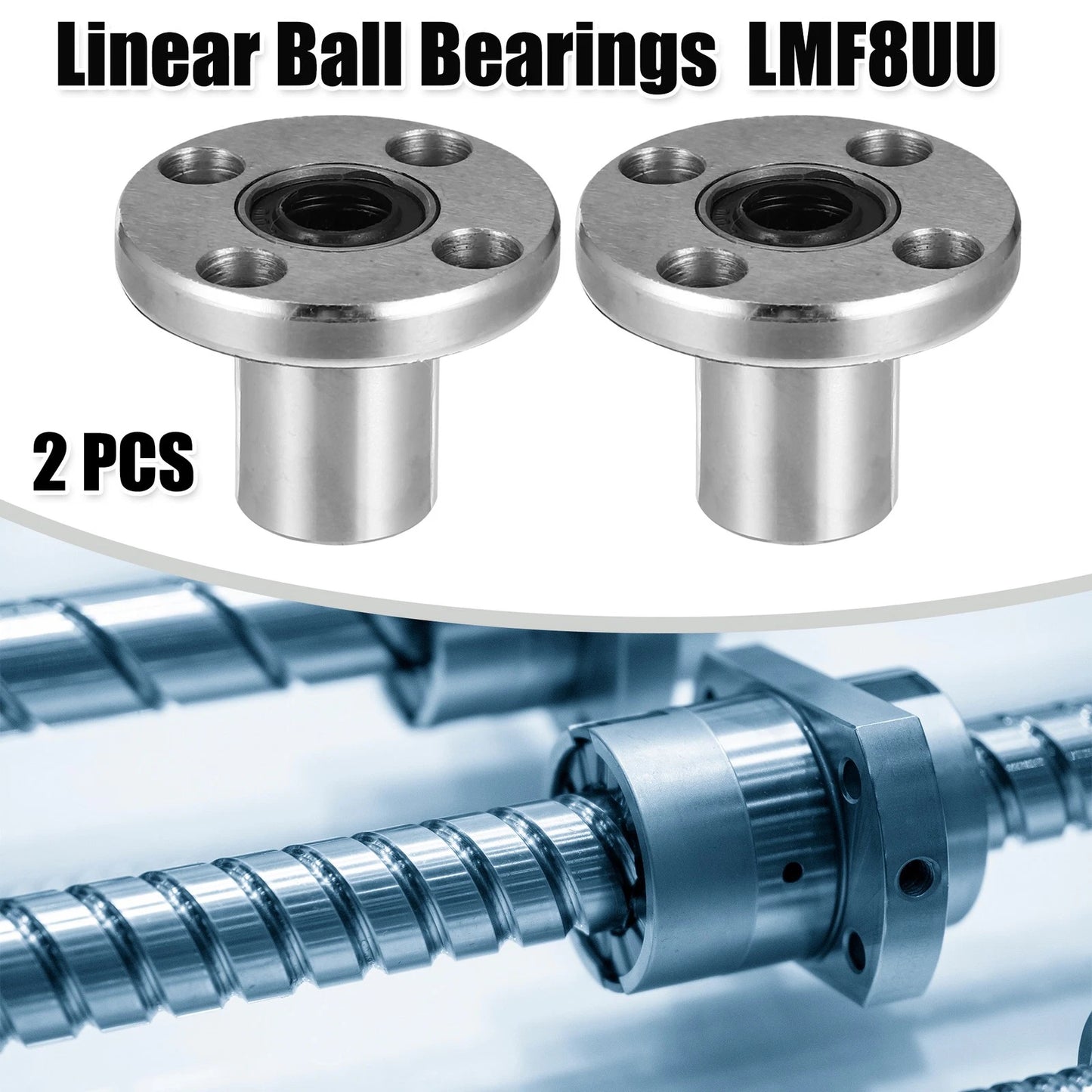 2 x 8mm IDx15mm ODx24mm Length Square Flange Linear Ball Bearings for Make Model