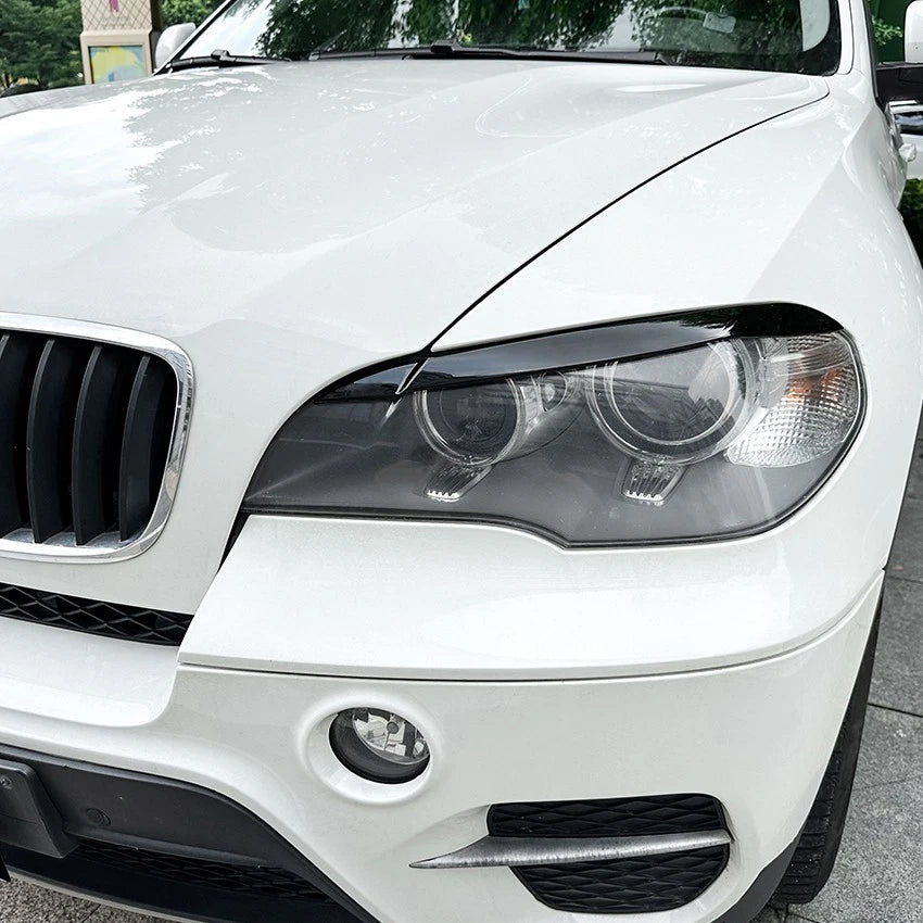Gloss Black Headlight Eye Lid Eyebrow Trim Cover for BMW X5 E70 (2008–2013)