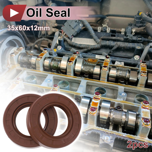 Oil Seal Rotary Shaft Seal FKM Rubber 35x60x12mm Brown 2 x