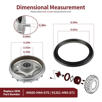 Front Brake Drum & Seal 2x4 for Honda Rancher 350 TM/TE (2000–2006)