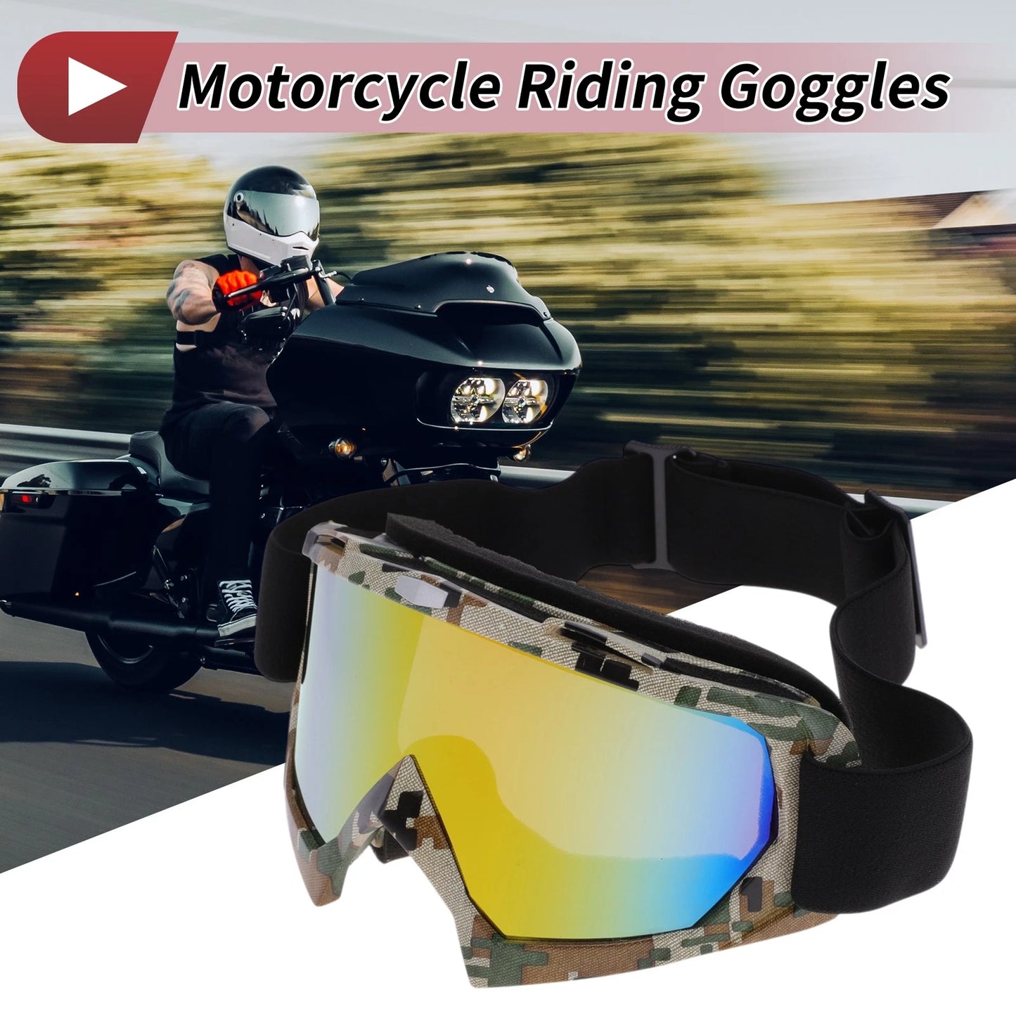 Goggles for Motorcycle Riding Lens Camouflage TPU Cycling Sunglasses