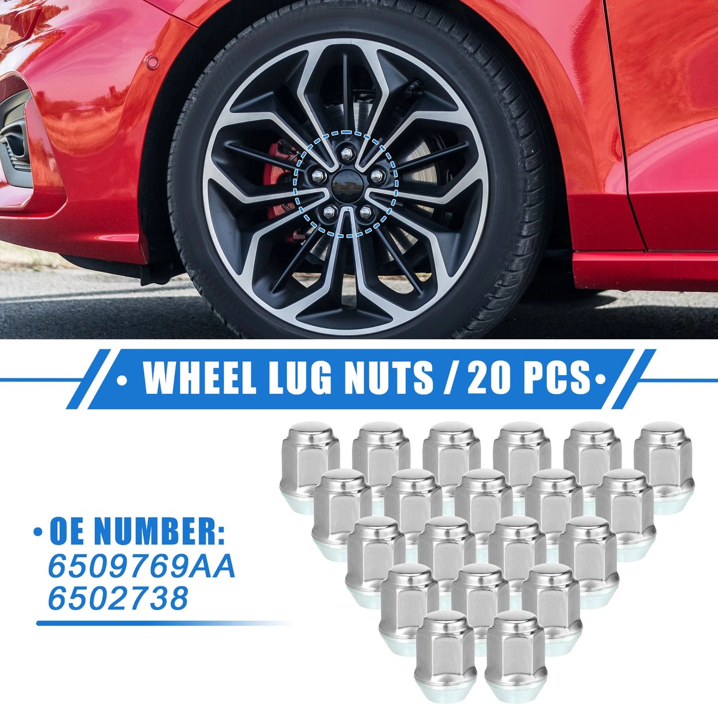 20 Pcs M12x1.5 Wheel Lug Nut for Ford Focus and Dodge Grand Caravan