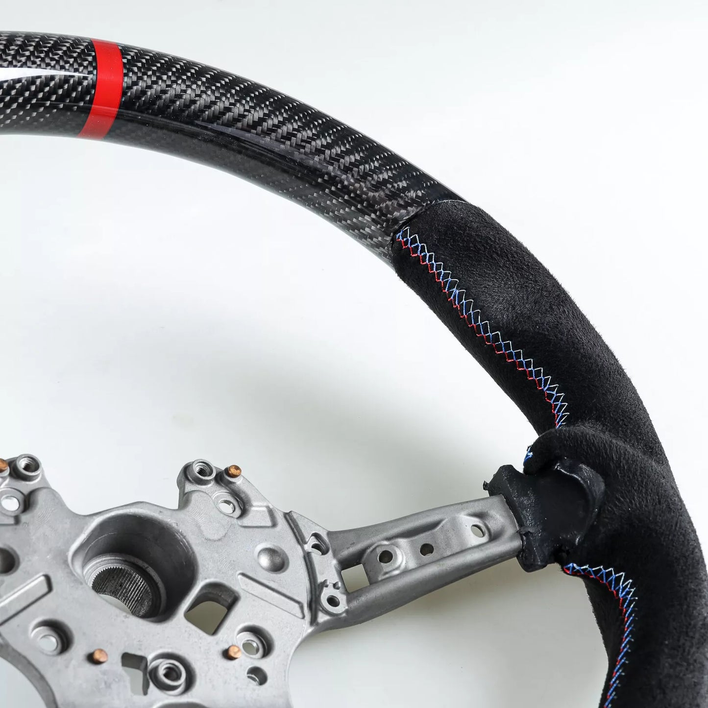 Steering Wheel Carbon Suede Red for BMW F10 F11 F07 F12 F13 F06 F01 F02 (2010-2017)