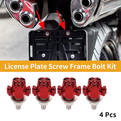 License Plate Screws Cover 38mm Red 4 Pcs for Universal Motorcycle