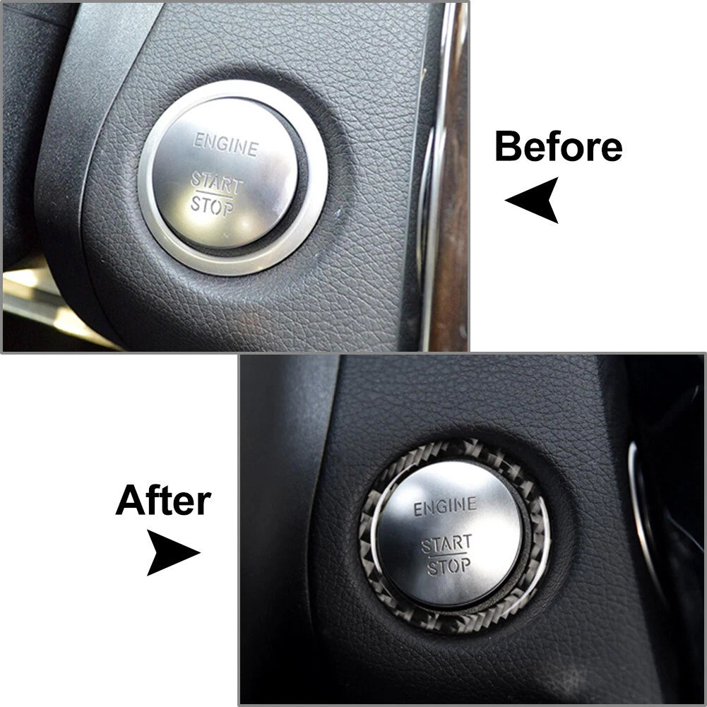 Carbon Fiber Engine Start Stop Button Ring Cover for Mercedes-Benz A B C (2013-2023)