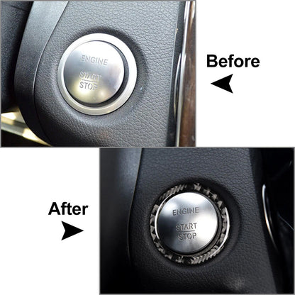 Carbon Fiber Engine Start Stop Button Ring Cover for Mercedes-Benz A B C (2013-2023)