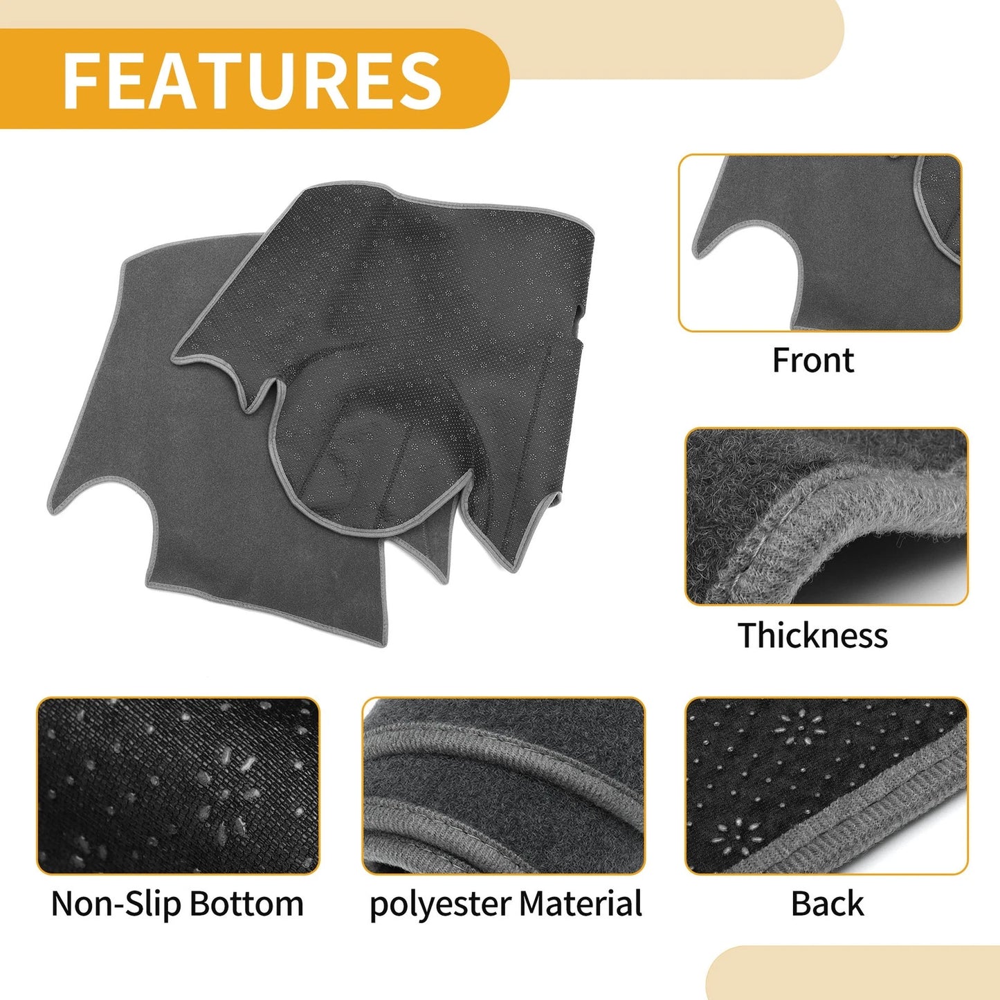 Dashboard Cover Mat for Ford Fiesta MK7 (2009-2017) Gray 1 x Piece