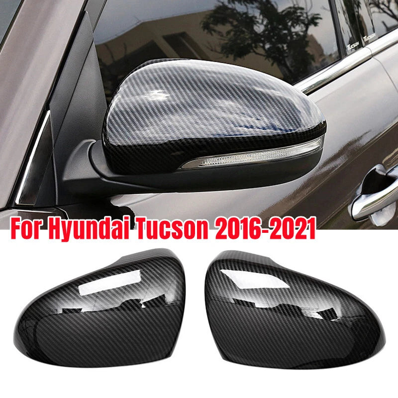 2 x Carbon Fiber Rearview Mirror Cover Cap for Hyundai Tucson (2016–2021)