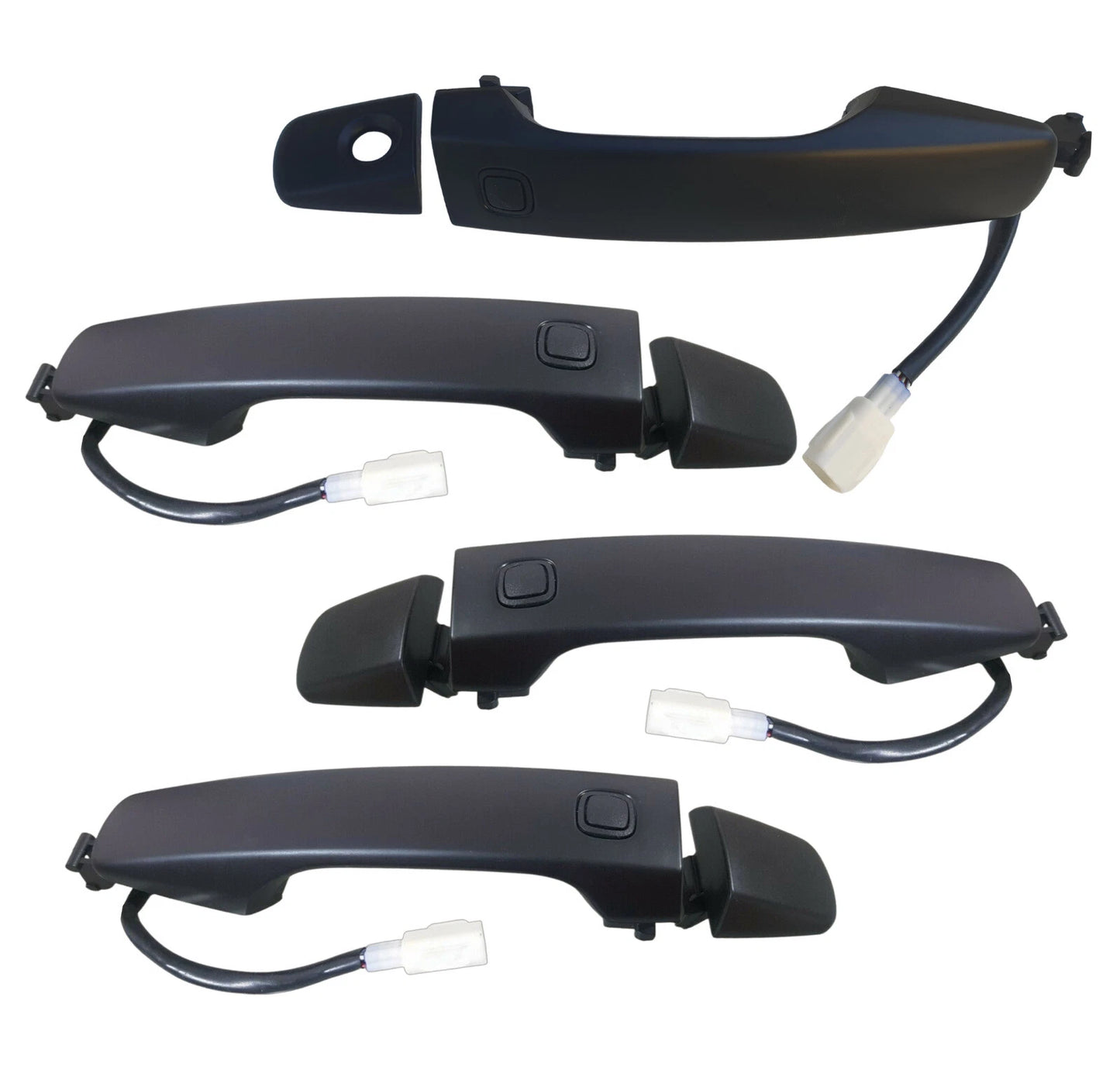 Outer Door Handle Set for Toyota Landcruiser 2007-2021 4 x Black Front Rear