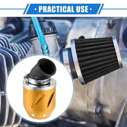Air Filter / 35mm ID 140x70mm Aluminum Alloy Gold Tone for Universal ATV