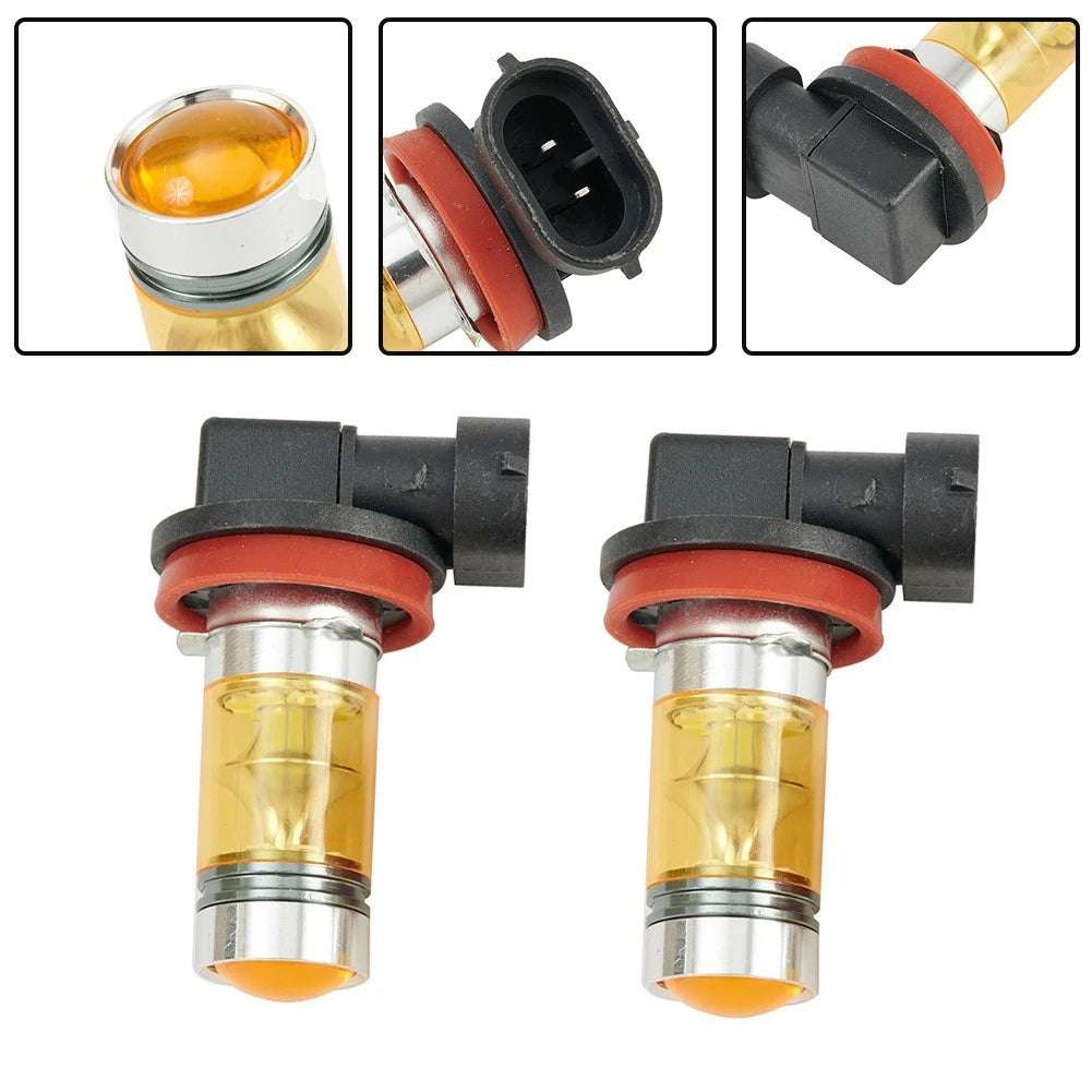 2x Driving Bright 2323 Light Tail Lamp Fog DC Pair H11 LED H8 100W Bulbs