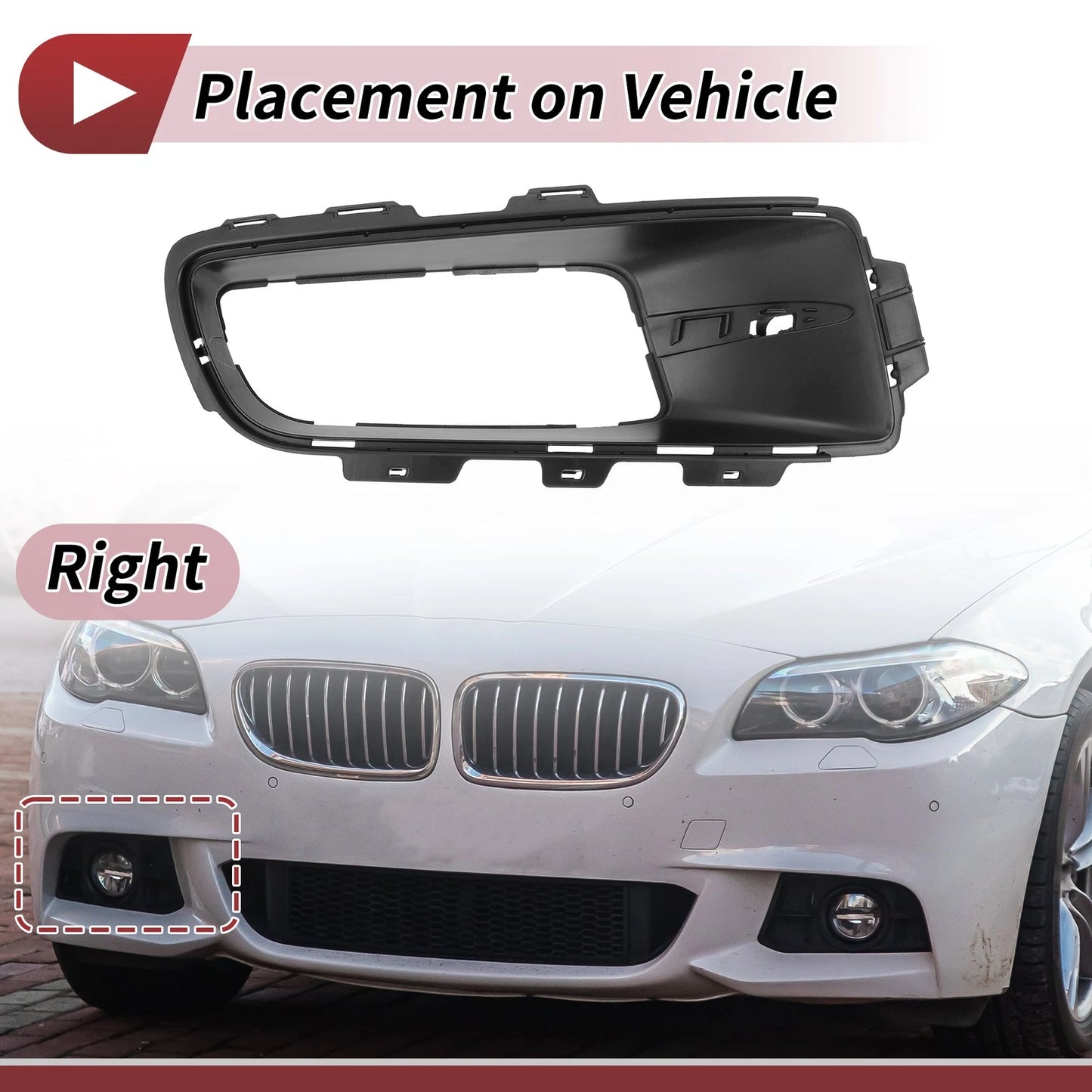 Front Right Fog Light Grill for BMW X5 2007-2010 (1 x Black)