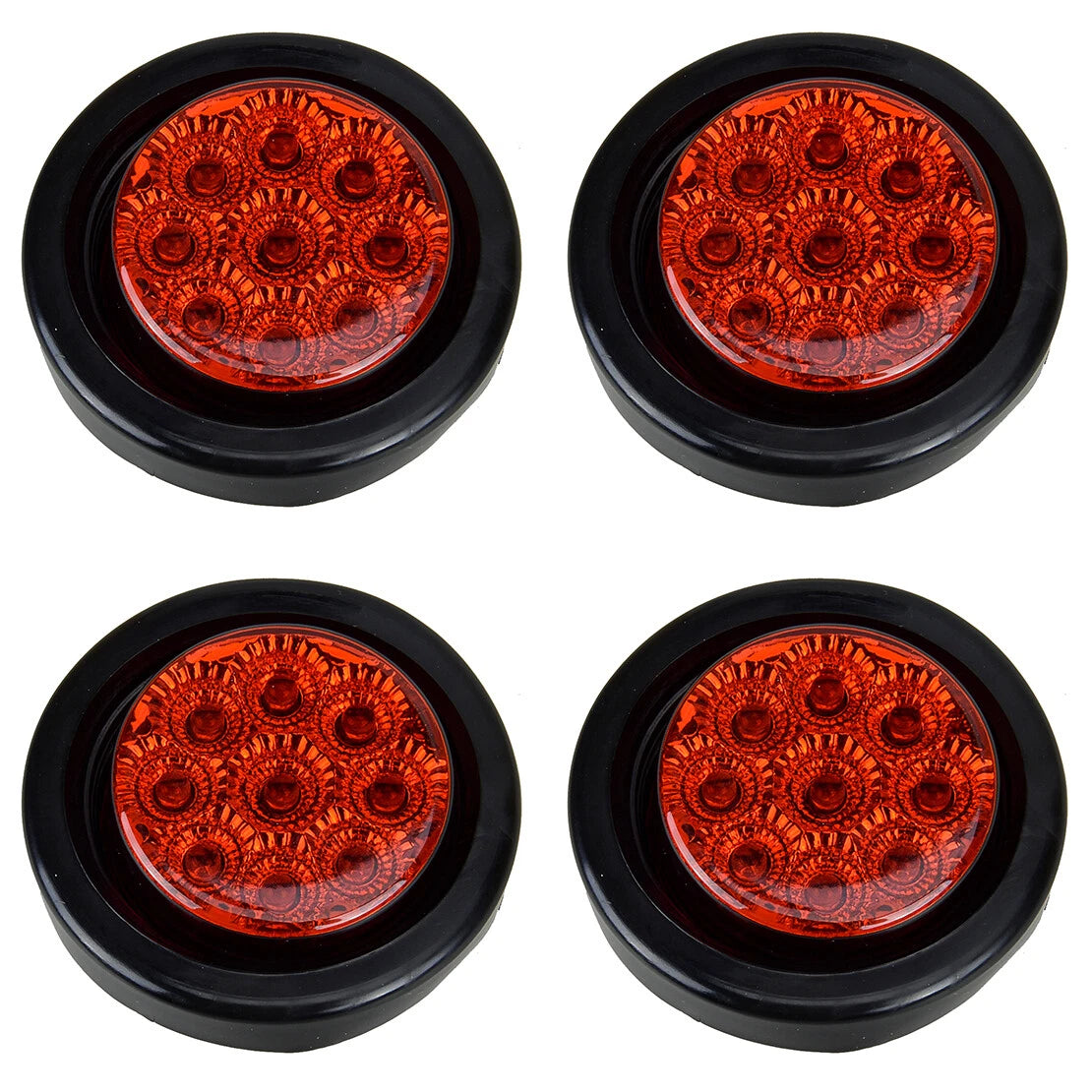 4 x 2" Round LED Side Marker Lights for Car Truck Trailer Van Caravan