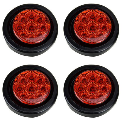 4 x 2" Round LED Side Marker Lights for Car Truck Trailer Van Caravan