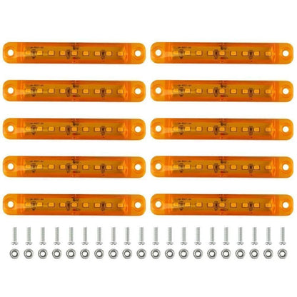 10 x Amber 9 LED Sealed Side Marker Clearance Lights for Car Truck Trailer