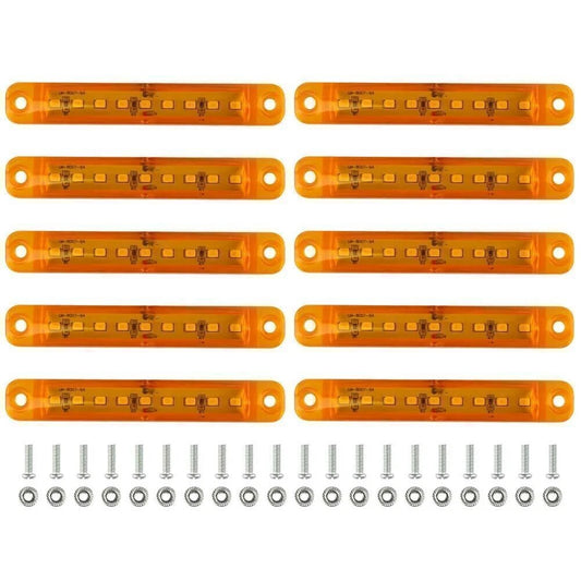 10 x Amber 9 LED Sealed Side Marker Clearance Lights for Car Truck Trailer