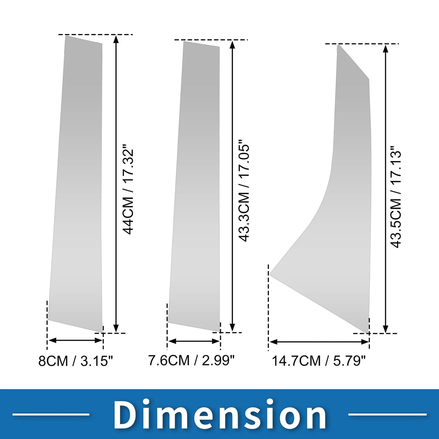 6 x Door Pillar Window Trim for Ford Focus (2008-2011) Silver Tone