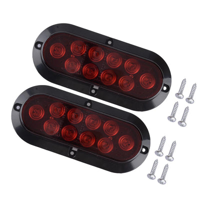 4pc Oval Red LED Trailer Lights for Truck (Sealed Stop Turn Tail)