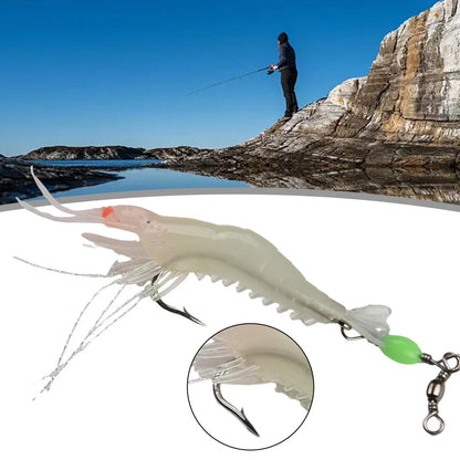 Luminous Shrimp Lure Hook Swivels for Boat Fishing, Reverse Swimming Action