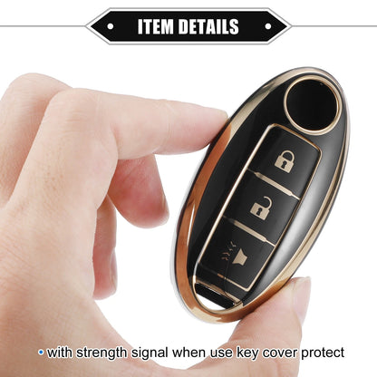 3 Button Keyless Key Fob Shell Cover Case for Nissan Altima Armada TPU Black