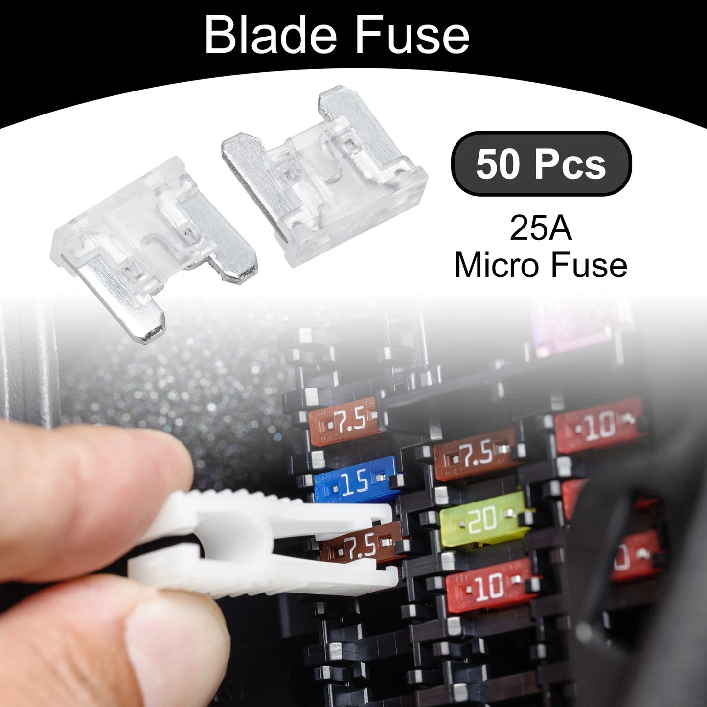Micro Fuse / 25A / Blade Fuse 50 Pcs for Car, Boat, Truck, RV, Motorcycle
