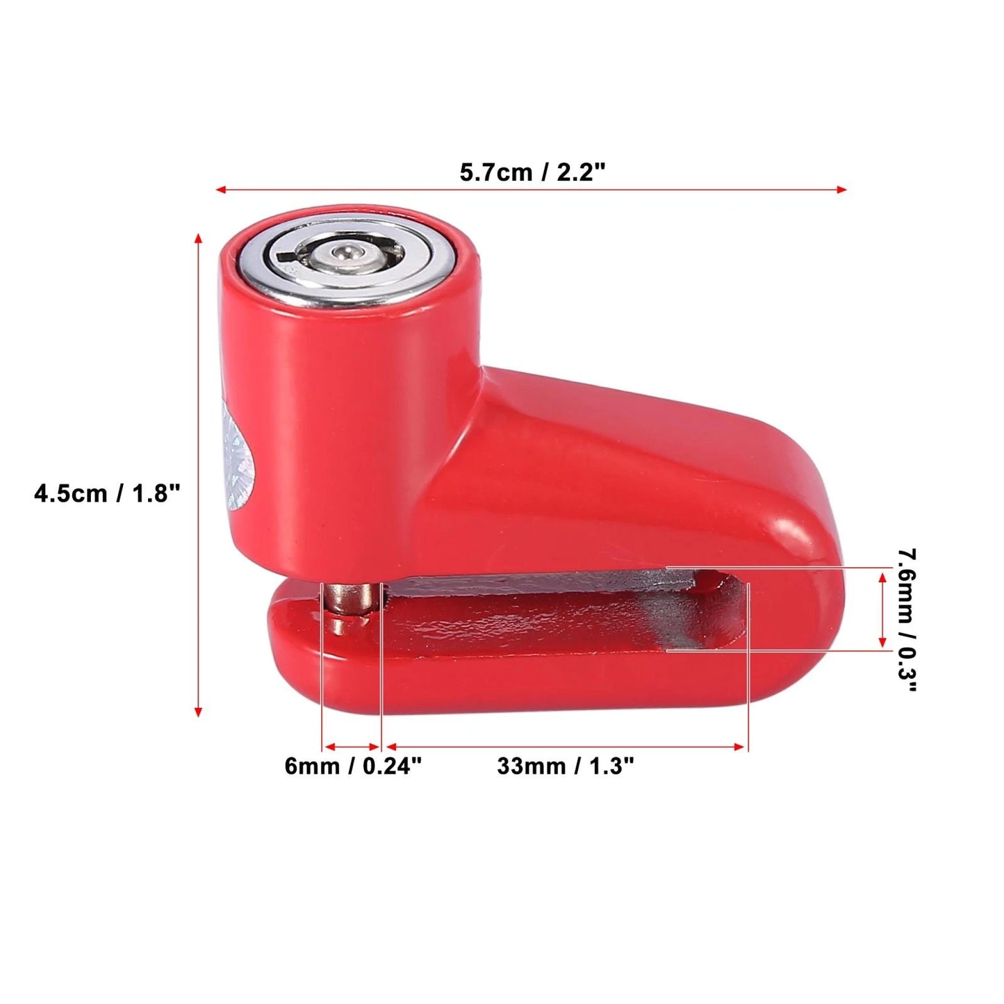 Universal Motorcycle Disc Brake Lock Red with Red Rope Set
