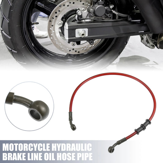 60cm 10mm Motorcycle Hydraulic Brake Line Oil Hose Pipe Red 28 Degree