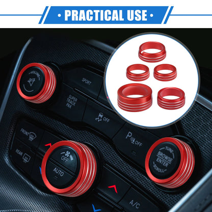 5 Pcs AC Climate Control Knob Ring for Chrysler 300 & Dodge Challenger