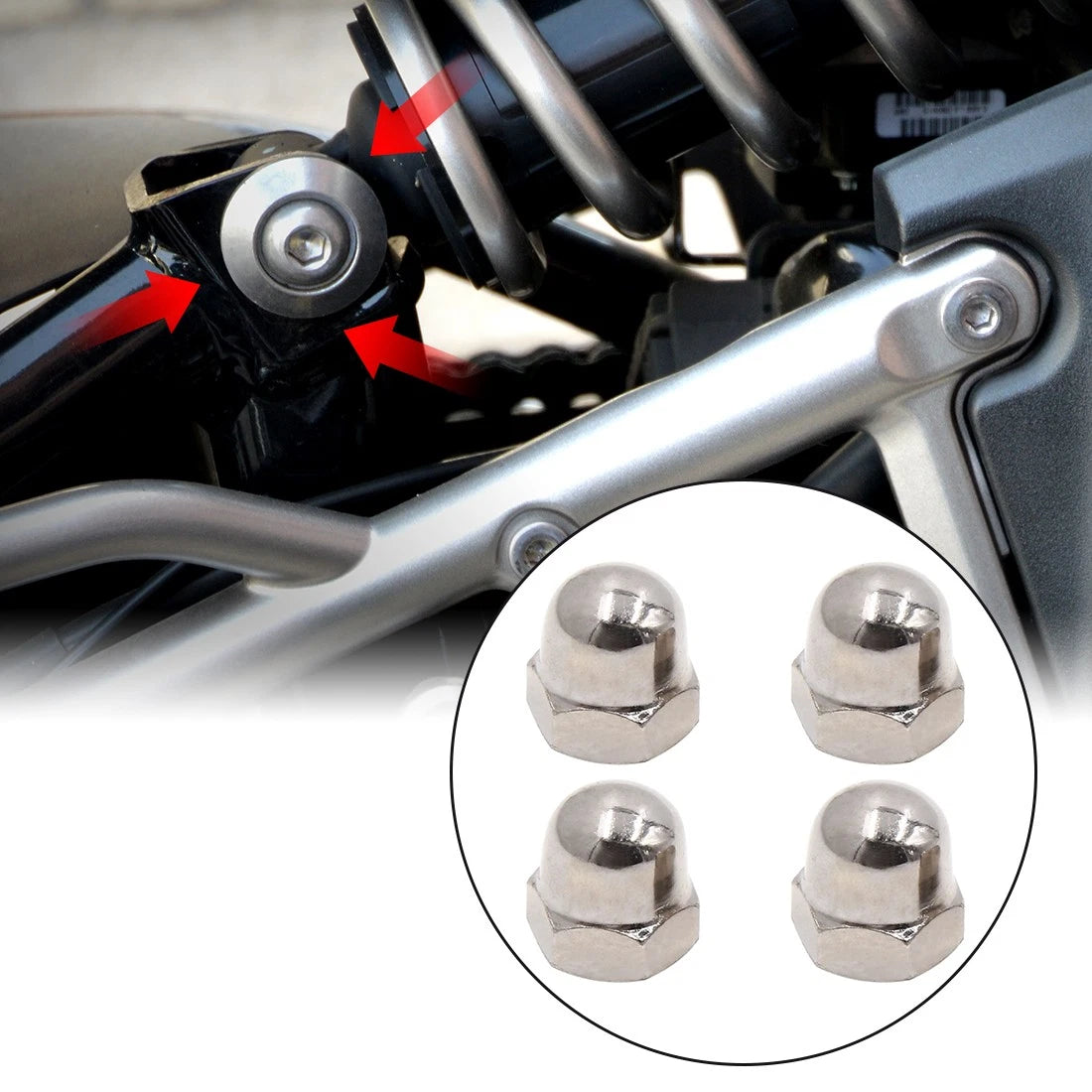 4pcs 10mm Thread Dia Chrome Shock Absorber Screw Nut for CG125