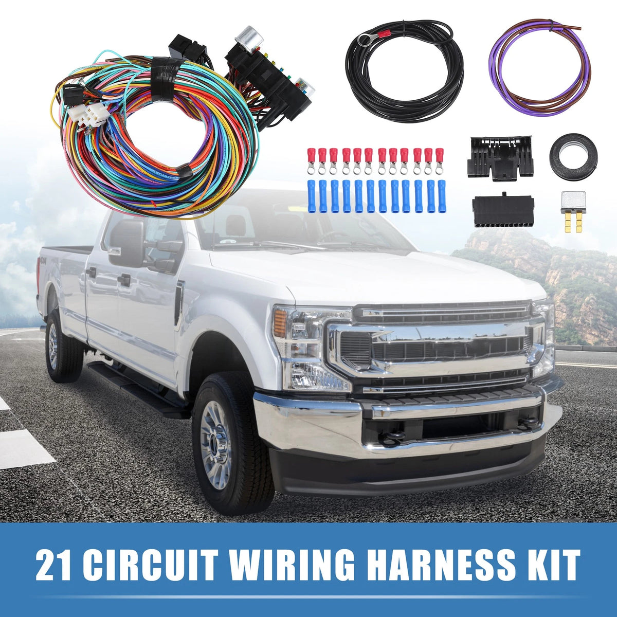 Universal 21 Circuit Wiring Harness Kit for GM Chevy Ford Truck