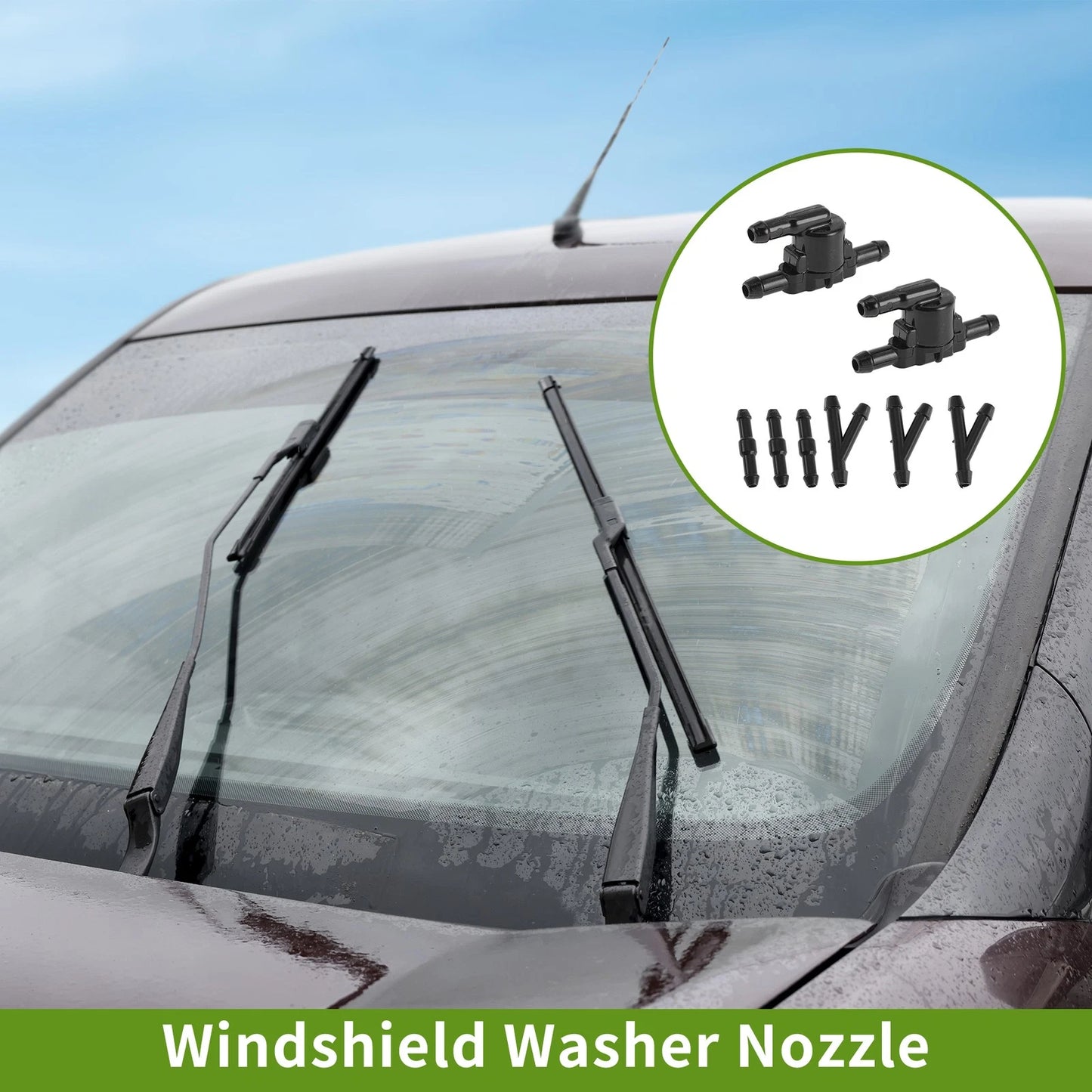 Windshield Washer Nozzle w/ Hose Connector 1 Set for Toyota