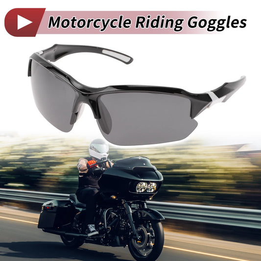 Motorcycle Riding Goggles Deep Gray Lens Black White Frame Triacetel Cellulose