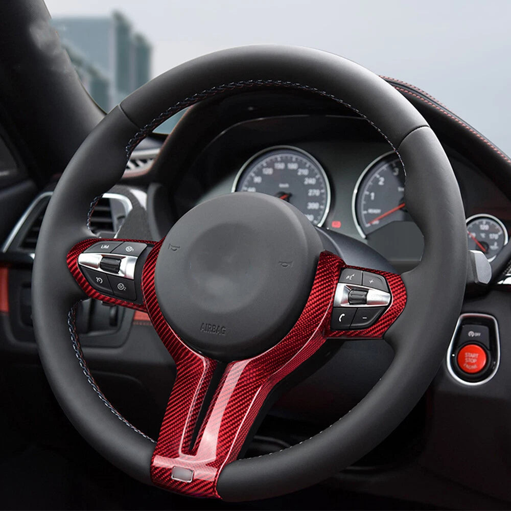 Steering Wheel Cover for BMW M2 M3 M4 M5 X6 X6M Carbon Fiber Red (2014-2020)