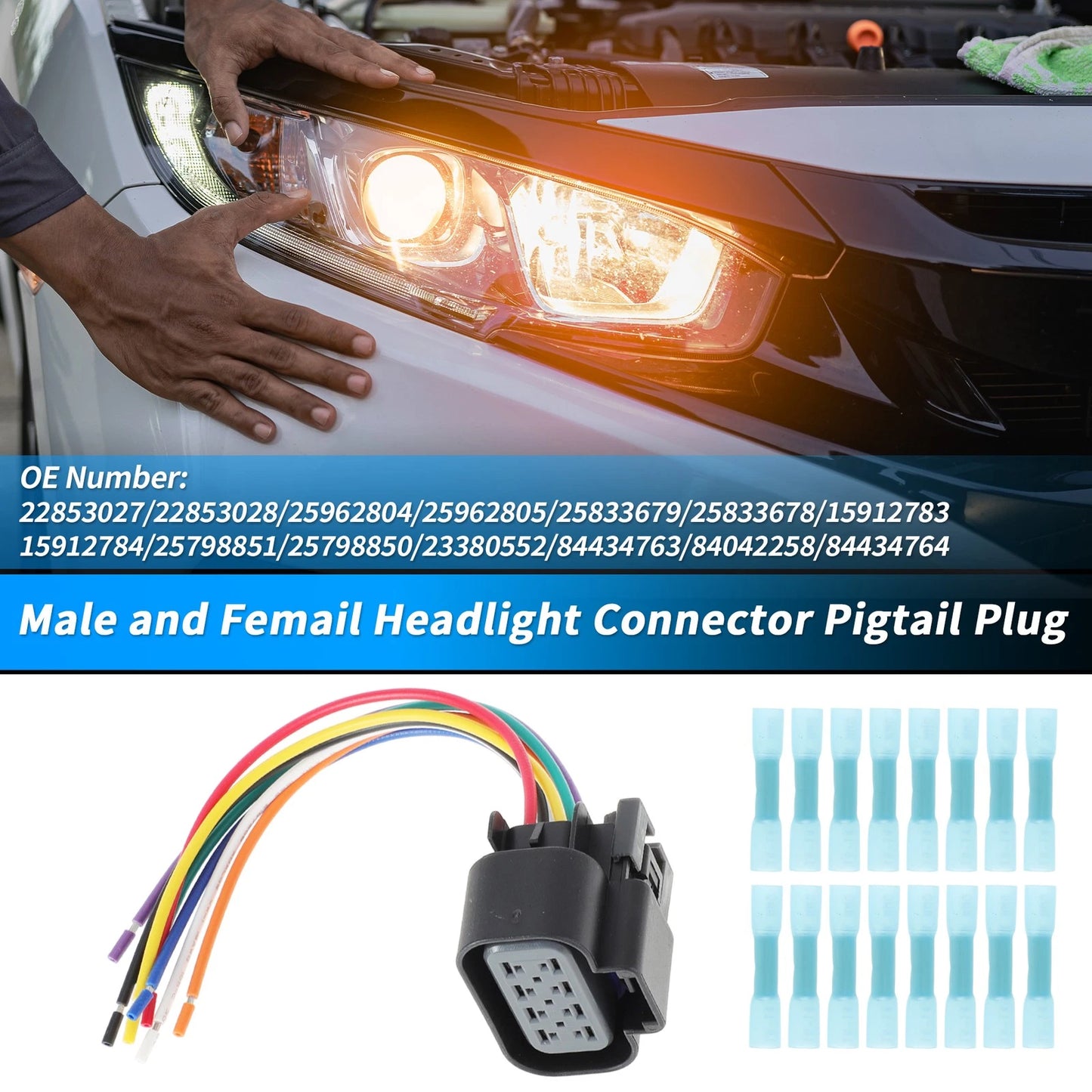 Male and Female Headlights Connector Harness Plug Wire for Chevrolet