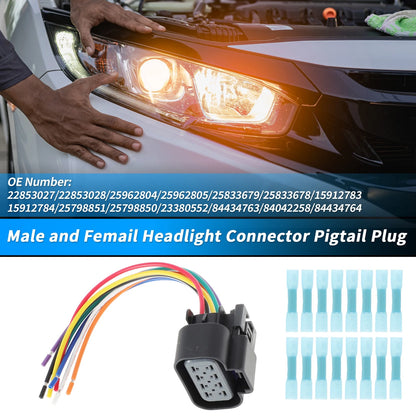 Male and Female Headlights Connector Harness Plug Wire for Chevrolet