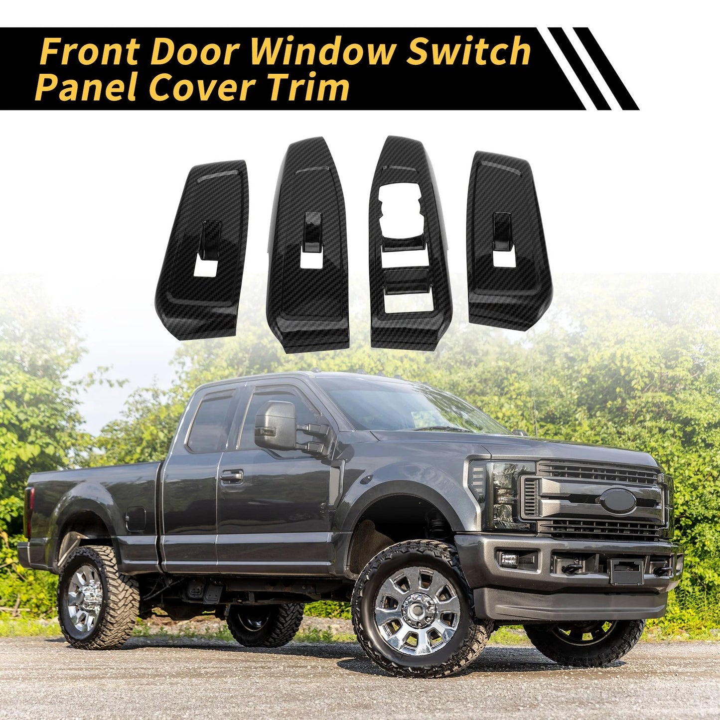 Carbon Fiber Front Door Window Switch Panel Set for Ford Ranger (2019-2023)