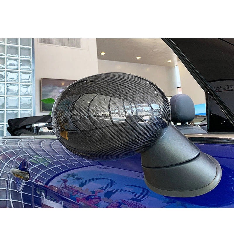 Carbon Fiber Rear Mirror Cover Trim Fit For Mini Cooper R55 R56 Manual Folding