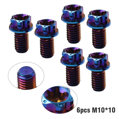 6 x M10x10mm Titanium Torx Head Flange Screws for Motorcycle Bike
