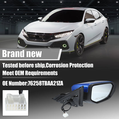 5 Pin Right Side Door Mirror Assembly Blue for Honda Civic (2016-2020)