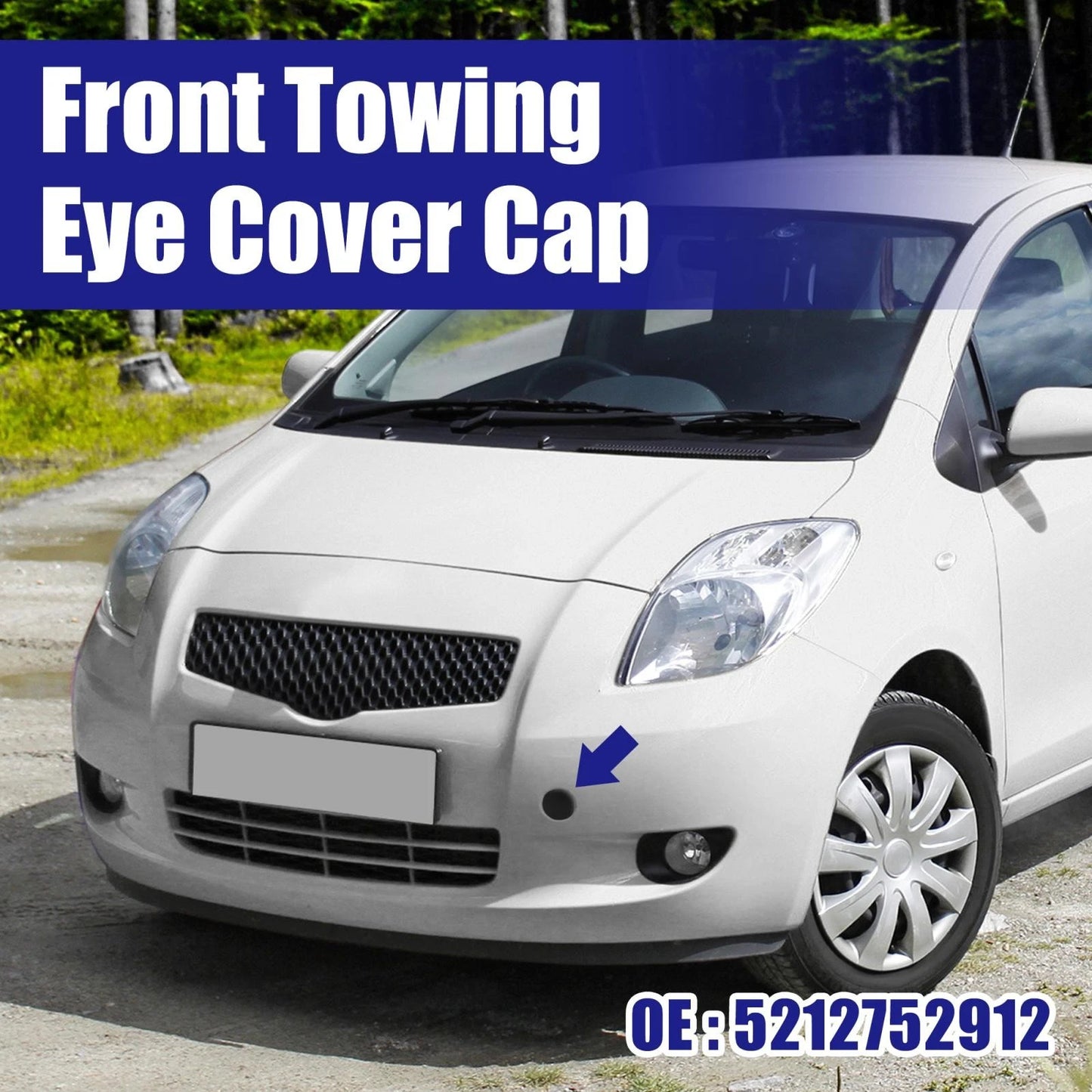 Right Bumper Tow Hook Towing Cover Cap for Toyota Yaris