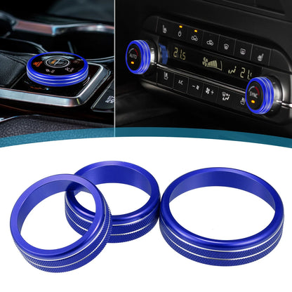 3 x Console AC 4WD Mode Switch Knob Rings for Nissan Rogue (2021-2022) Blue