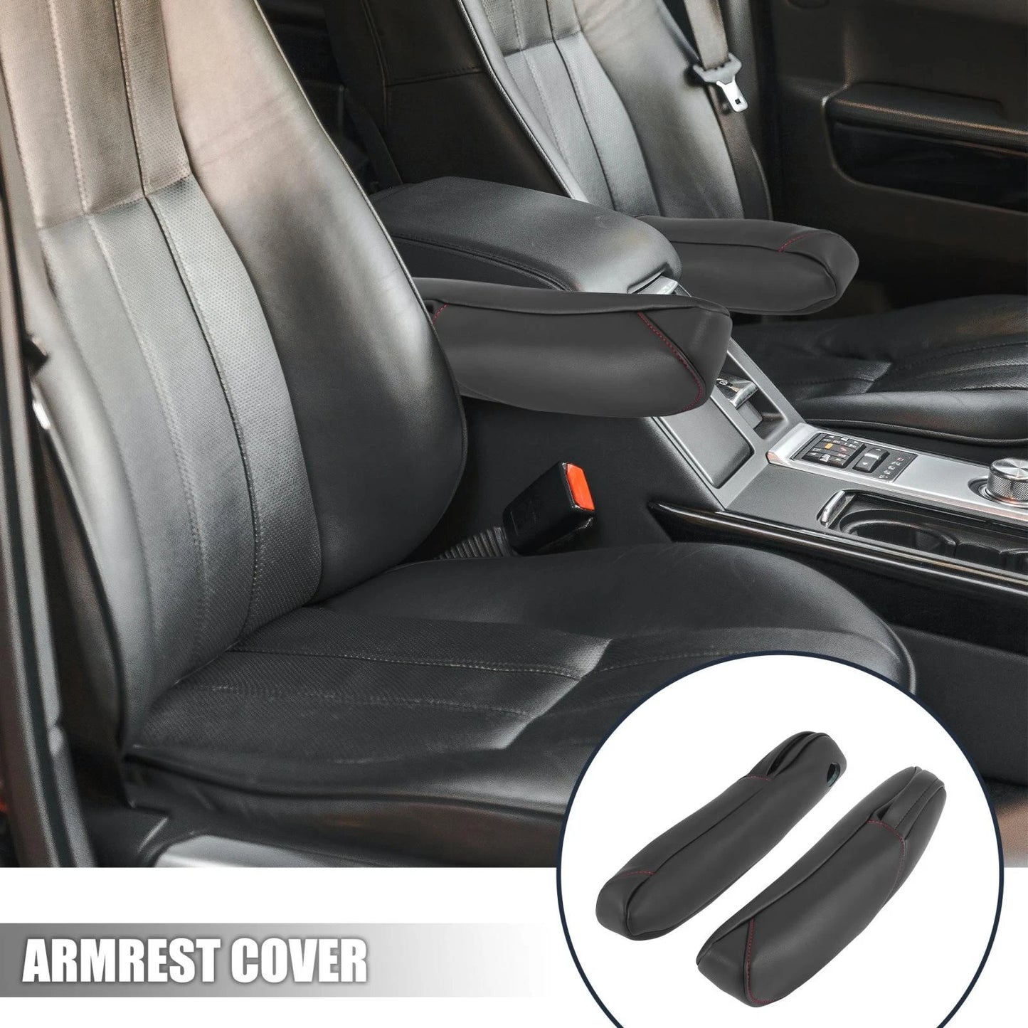 Black Front Seat Armrest Cover  Red Line for Honda CRV (2010-2011)