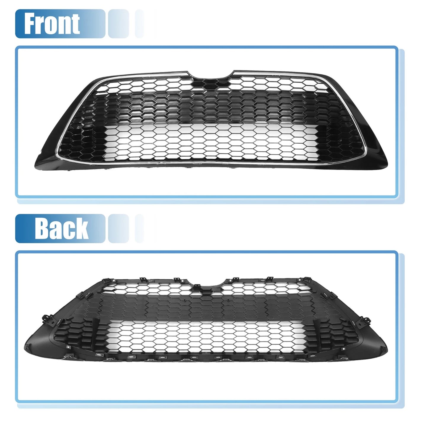 Front Lower Bumper Grille for Toyota Corolla LE Chrome Silver Tone (2014-2019)