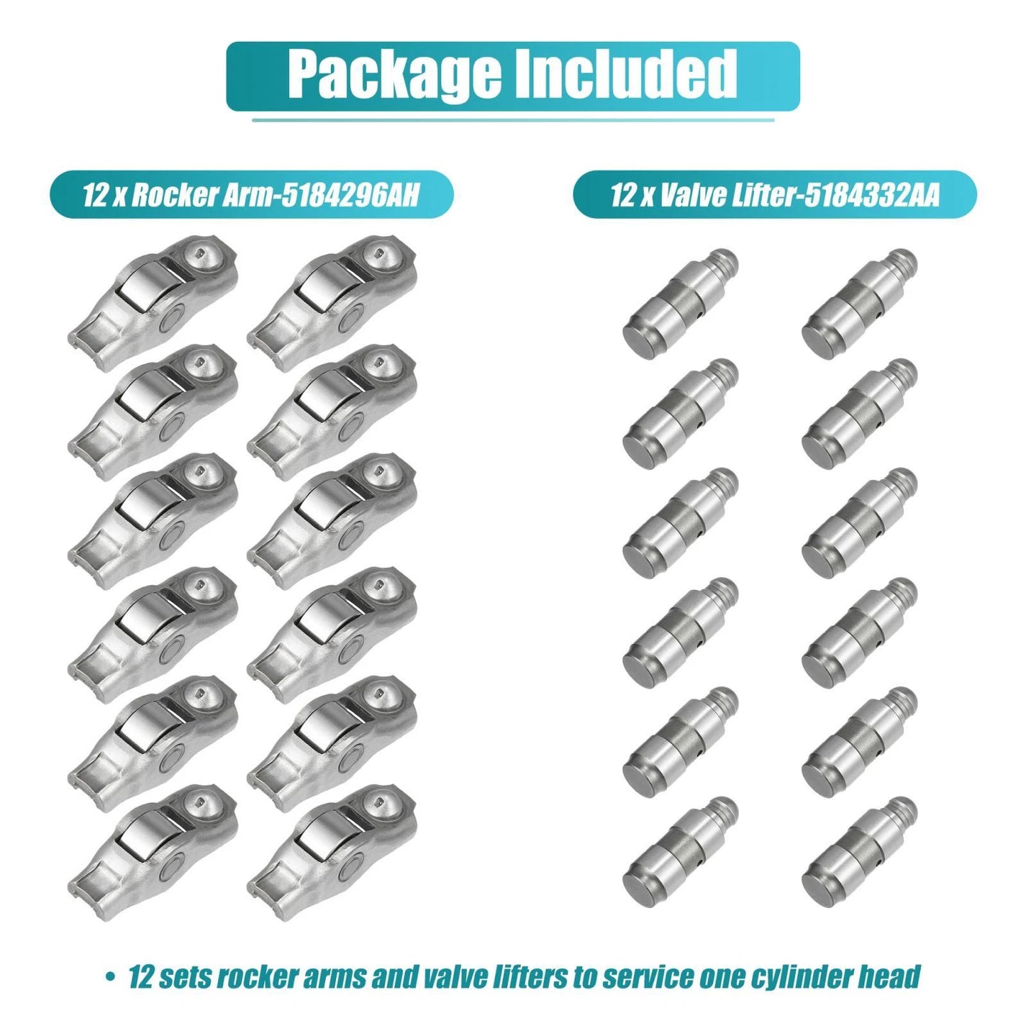 Rocker Arm and Valve Lifter Kit 12 Pcs for Chrysler Dodge Charger