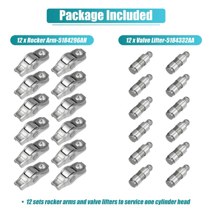 Rocker Arm and Valve Lifter Kit 12 Pcs for Chrysler Dodge Charger