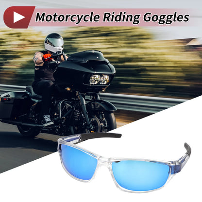 Motorcycle Riding Goggles Ice Blue Lens Transparent Frame Tri-acetel Cellulose