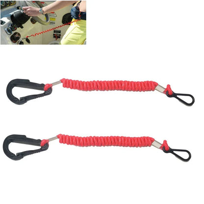 Sleek Red Nylon Coiled Boat Engine Stop Cord for Mercury 8M0092849 Models